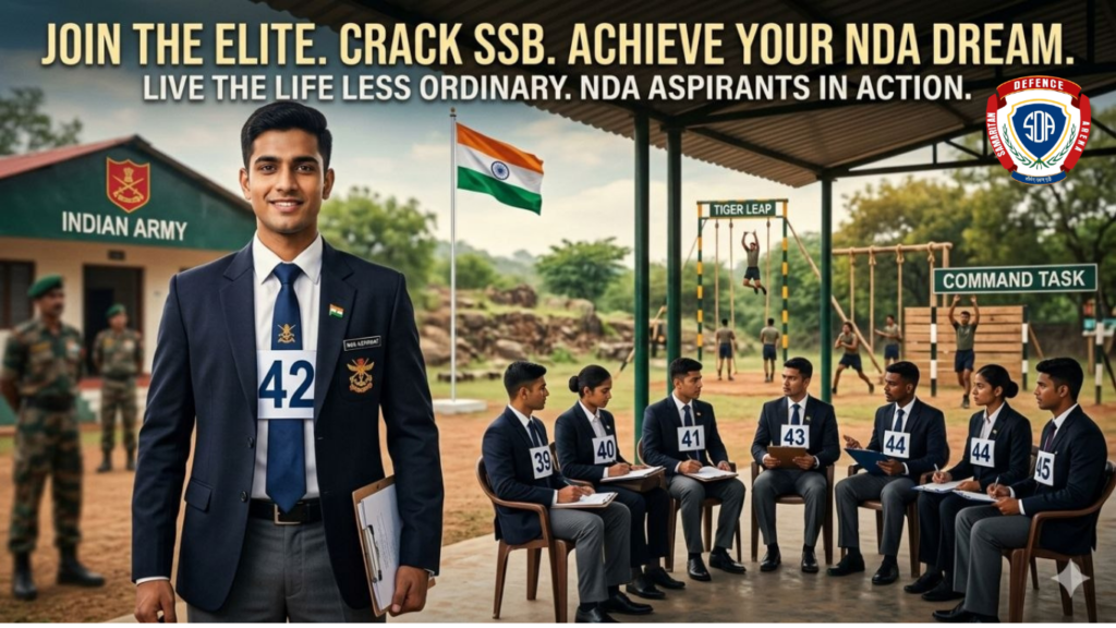NDA aspirant preparing for SSB interview with group tasks and psychological test practice