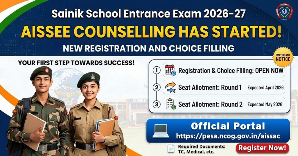 AISSEE 2026 Counselling Schedule, Registration Process, Seat Allotment & Admission Guide